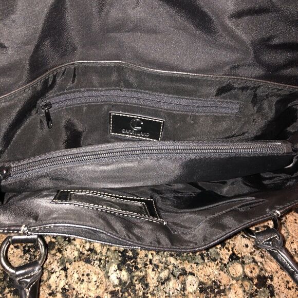 Carryland Black Faux‎ Leather Handbag Two Handle - Picture 5 of 6